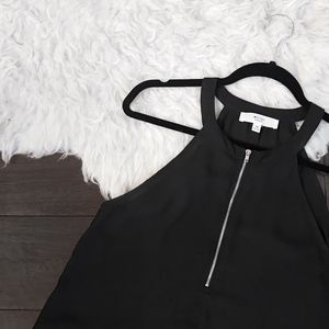 Lovetree Black High-Neck Zippered Racerback Blouse